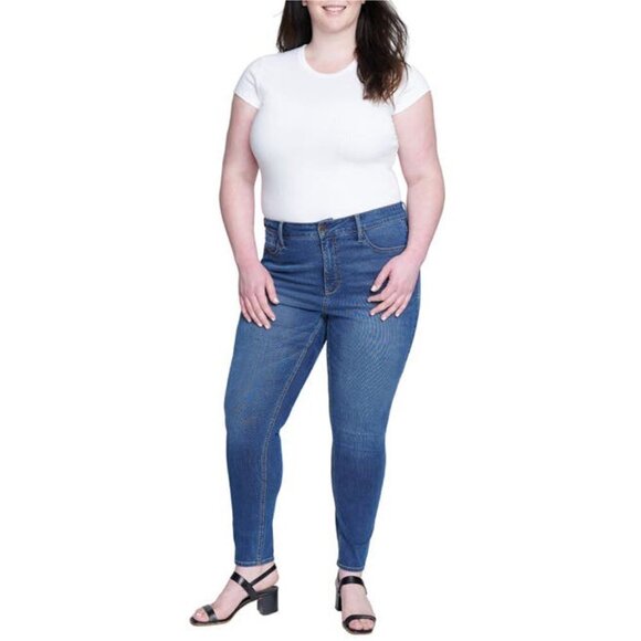 Seven7 Womens High Rise Med Wash Stretch Skinny Jeans Plus Size 22W New - Picture 6 of 13